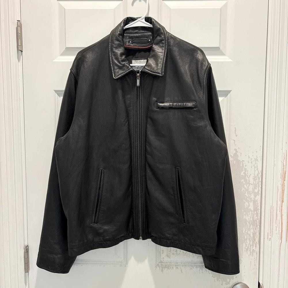 Wilsons Leather M Julian Full Zip Black Leather Jacket Large